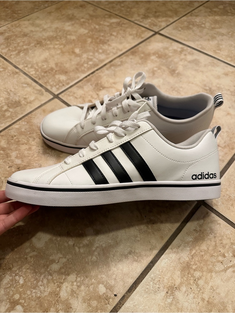 adidas White Sneakers with Black Three-Stripes